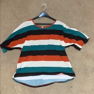 Teal black orange white women’s blouse